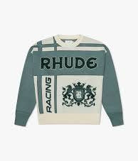 Rhude Palm Knit Crewneck in Off-White/Blue