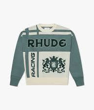 Rhude Palm Knit Crewneck in Off-White/Blue