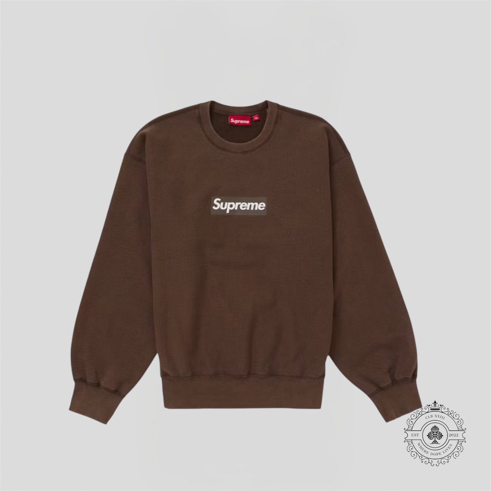 Supreme Washed Box Logo Crewneck in Brown
