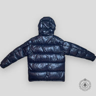Moncler Maya Short Down Puffer Coat in Navy Blue