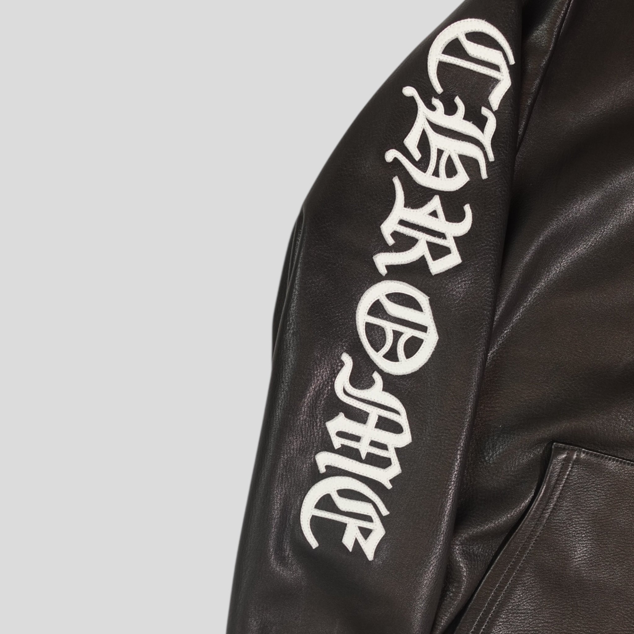 Chrome Hearts Leather Zip Up Hoodie in Black