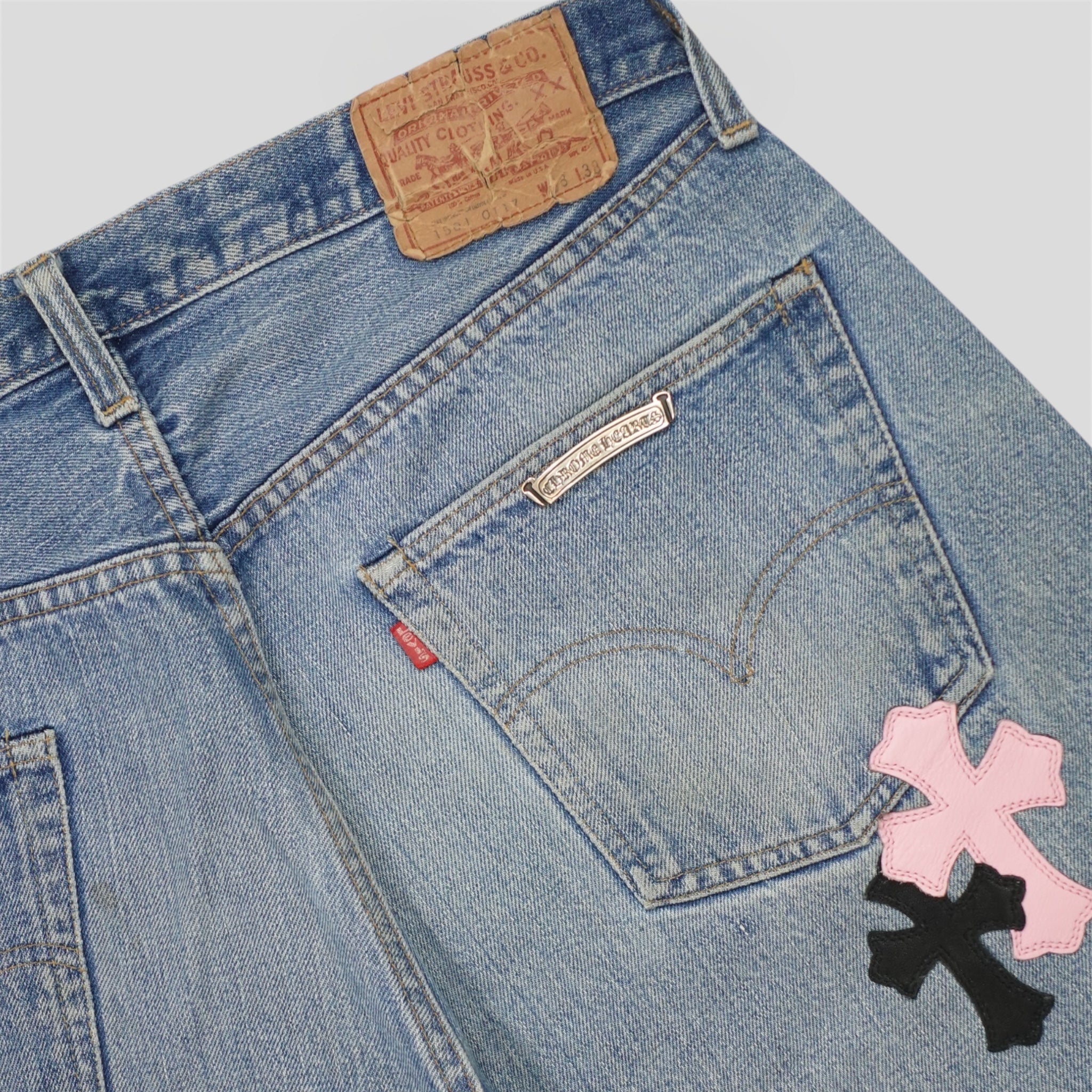 Chrome Hearts Multicolor Cross Patch Jeans