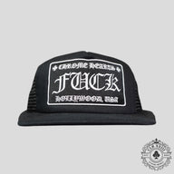 Chrome Hearts Fuck Hollywood Trucker Hat in Black