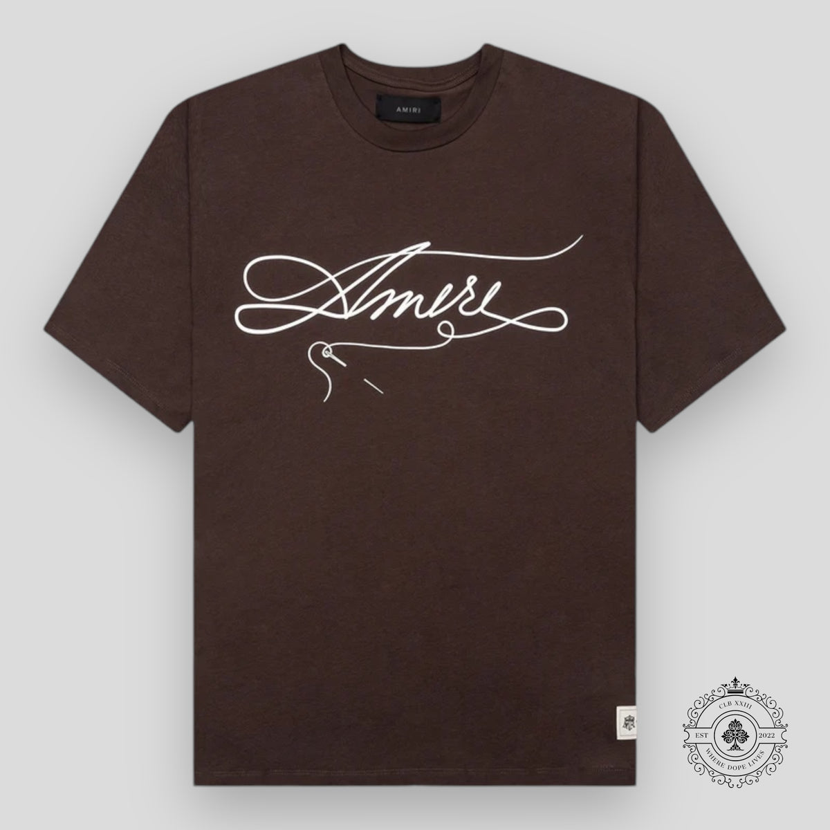 Amiri Stitch Tee in Shaved Chocolate