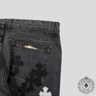 Chrome Heart Fleur Knee Denim in Black/White