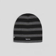 Supreme New Era Stripe Beanie in Black