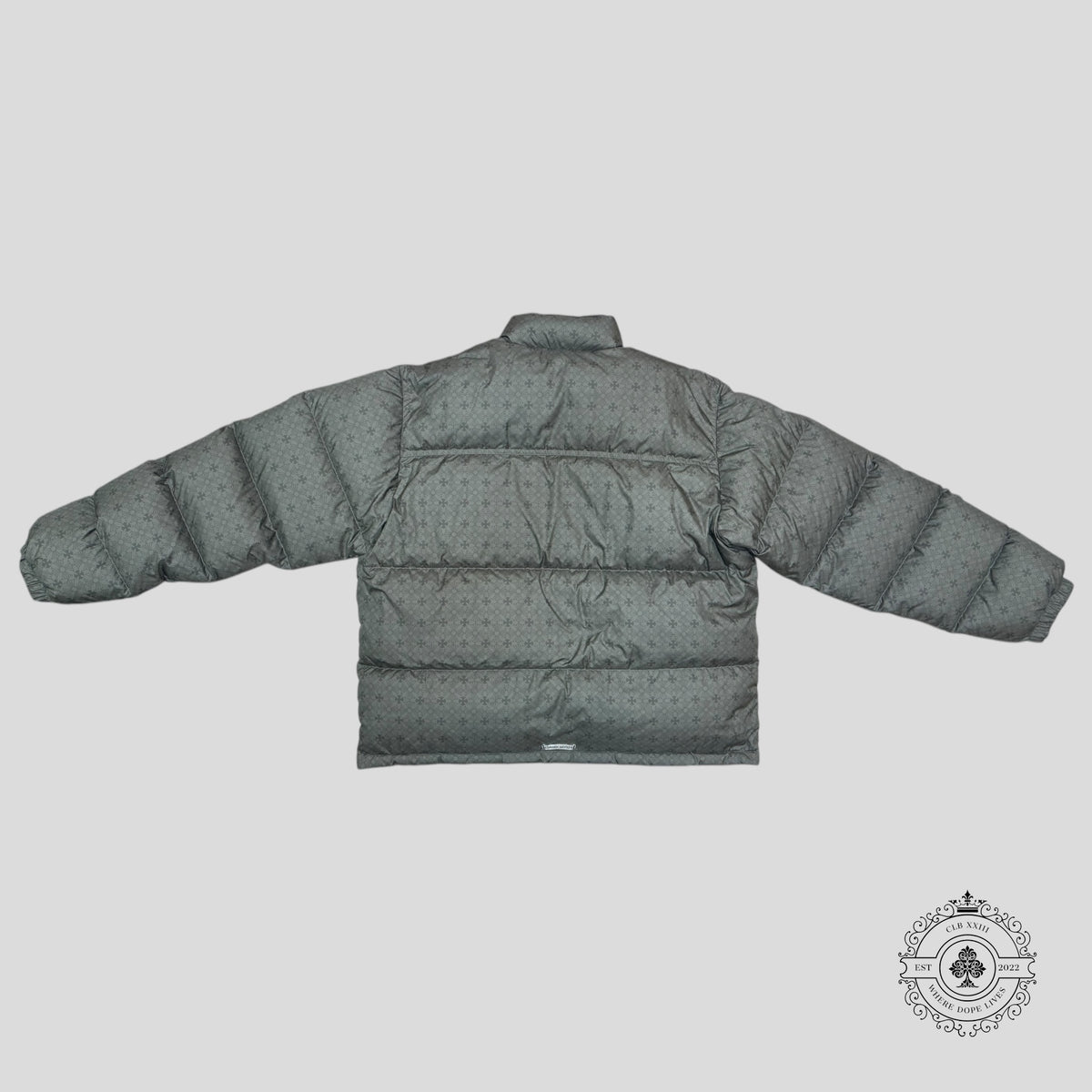 Chrome Heart Plus Pattern Puffer Jacket in Olive Green