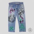 Chrome Hearts Levi's Stencil Cross Patch Jeans