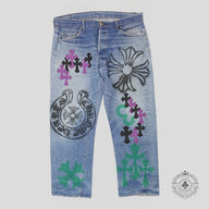 Chrome Hearts Levi's Stencil Cross Patch Jeans