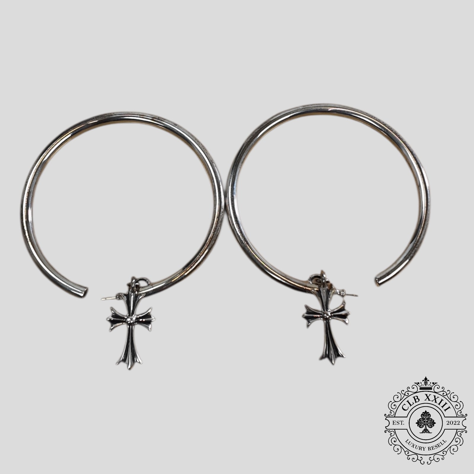 Chrome Hearts Tiny Cross Hoop Earrings