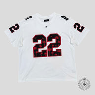 Amiri Palm Tree 22 Oversized Football T-Shirt in White/Black/Red