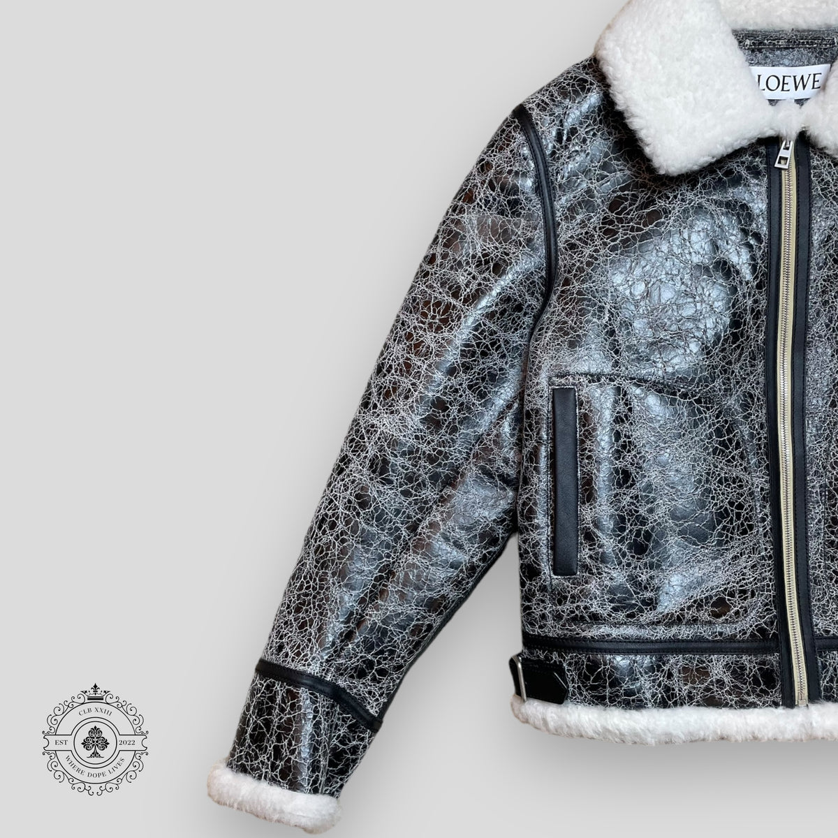 Loewe Leather Printed Fur Jacket
