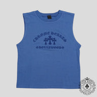 Chrome Hearts Women's Triple Cross Flocked Sleeveless Shirt in Blue