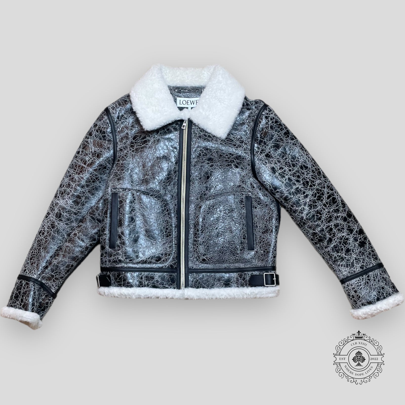 Loewe Leather Printed Fur Jacket