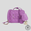 Chanel Caviar Quilted Medium CC Filigree Vanity Case in Purple