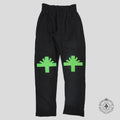 Vertebrae Knee Logo Sweatpants in Black/Green