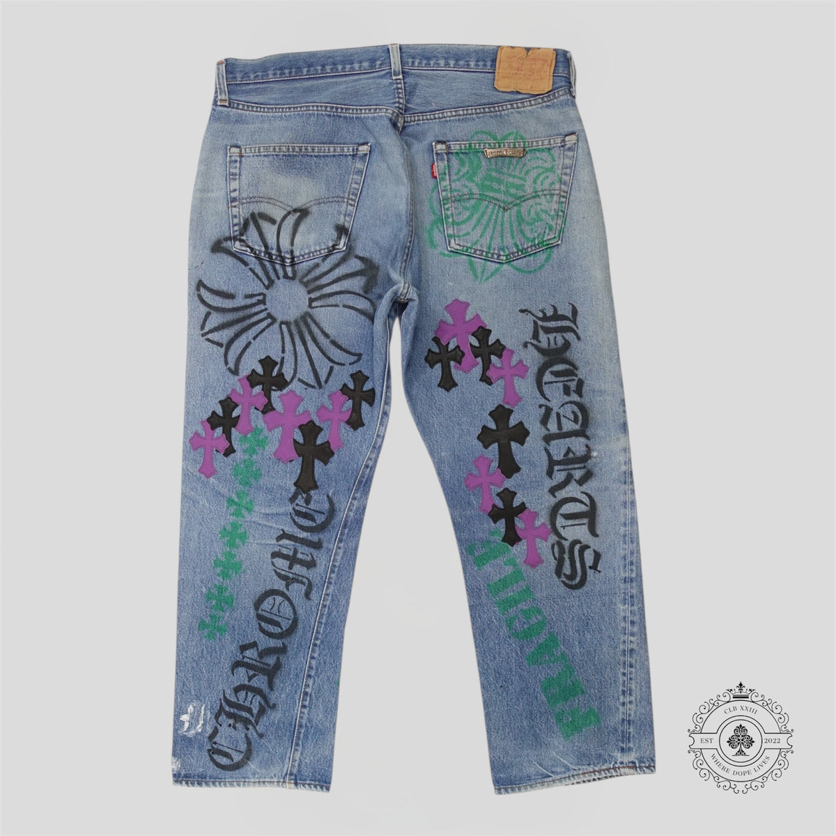 Chrome Hearts Levi's Stencil Cross Patch Jeans