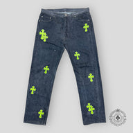 Chrome Hearts Green Cross Patch Jeans