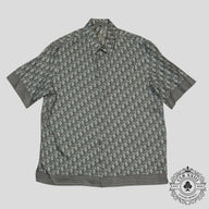 Dior Diamond Oblique Button Up Silk Shirt in Blue