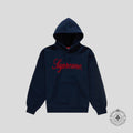 Supreme Embroidered Script Hooded Sweatshirt in Navy