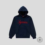 Supreme Embroidered Script Hooded Sweatshirt in Navy