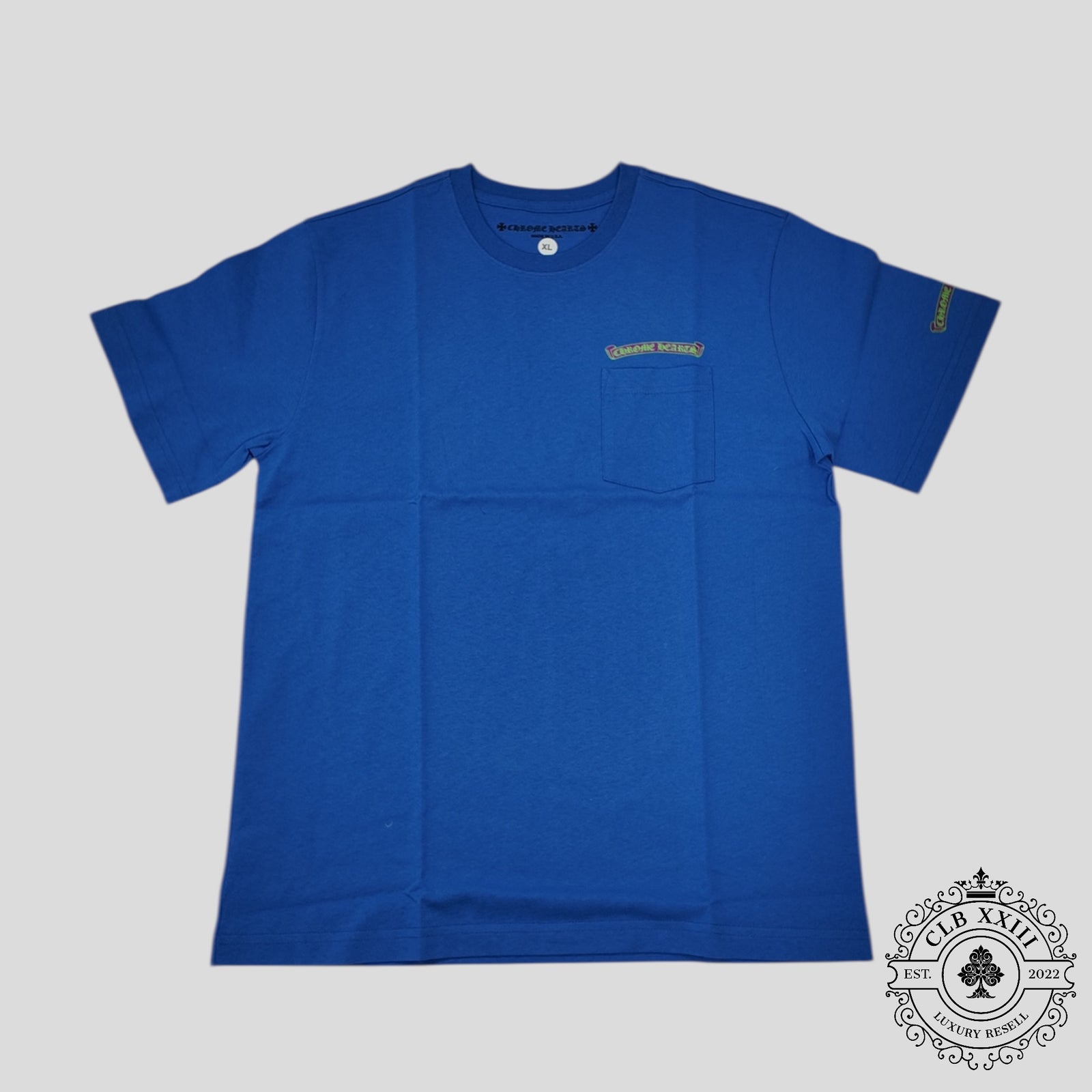 Chrome Hearts Scroll Logo Tee in Blue