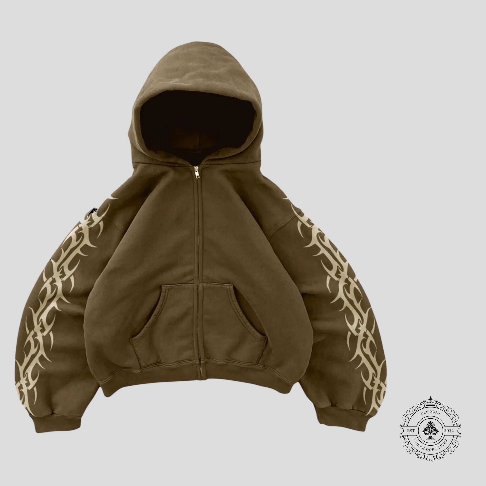 Bravest Studios Tribal Zip Up Hoodie in Brown