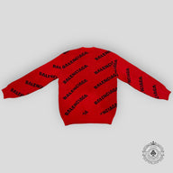 Balenciaga All Over Logo Sweater in Red