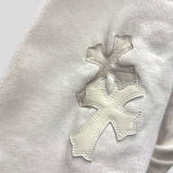 Chrome Hearts Leather Cross Patch Quarter Zip in White