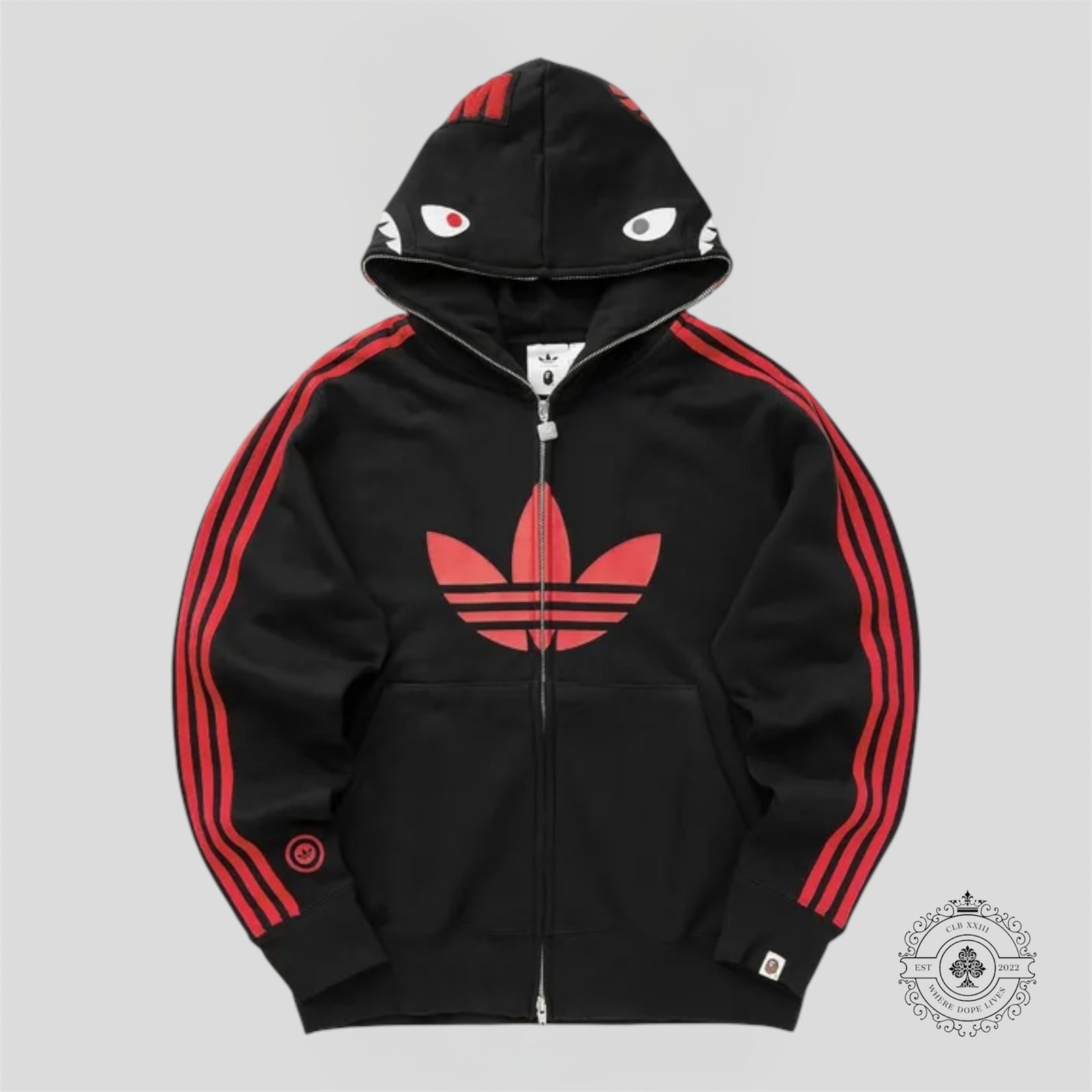 BAPE x adidas Shark Fleece Full Zip Hoodie Black