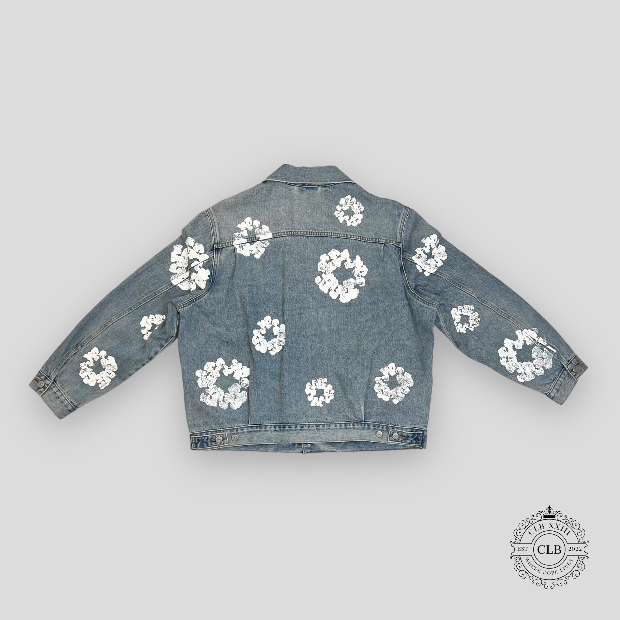 Denim Tears X Levi Type II Wreath Denim Jacket in Light Wash