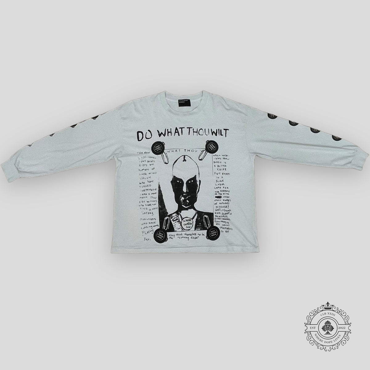 Enfants Riches Déprimés Do What Thou Wilt Long Sleeve Shirt in Faded White