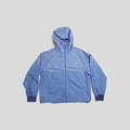 CLB XXIII Louis Vuitton Damier Spread windbreaker in sky blue featuring a hooded zip-up design and polyamide blend.