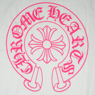 Chrome Hearts Horseshoe Logo Tee in White/Pink