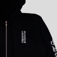 Chrome Hearts Vertical Logo Zip Up Hoodie in Black