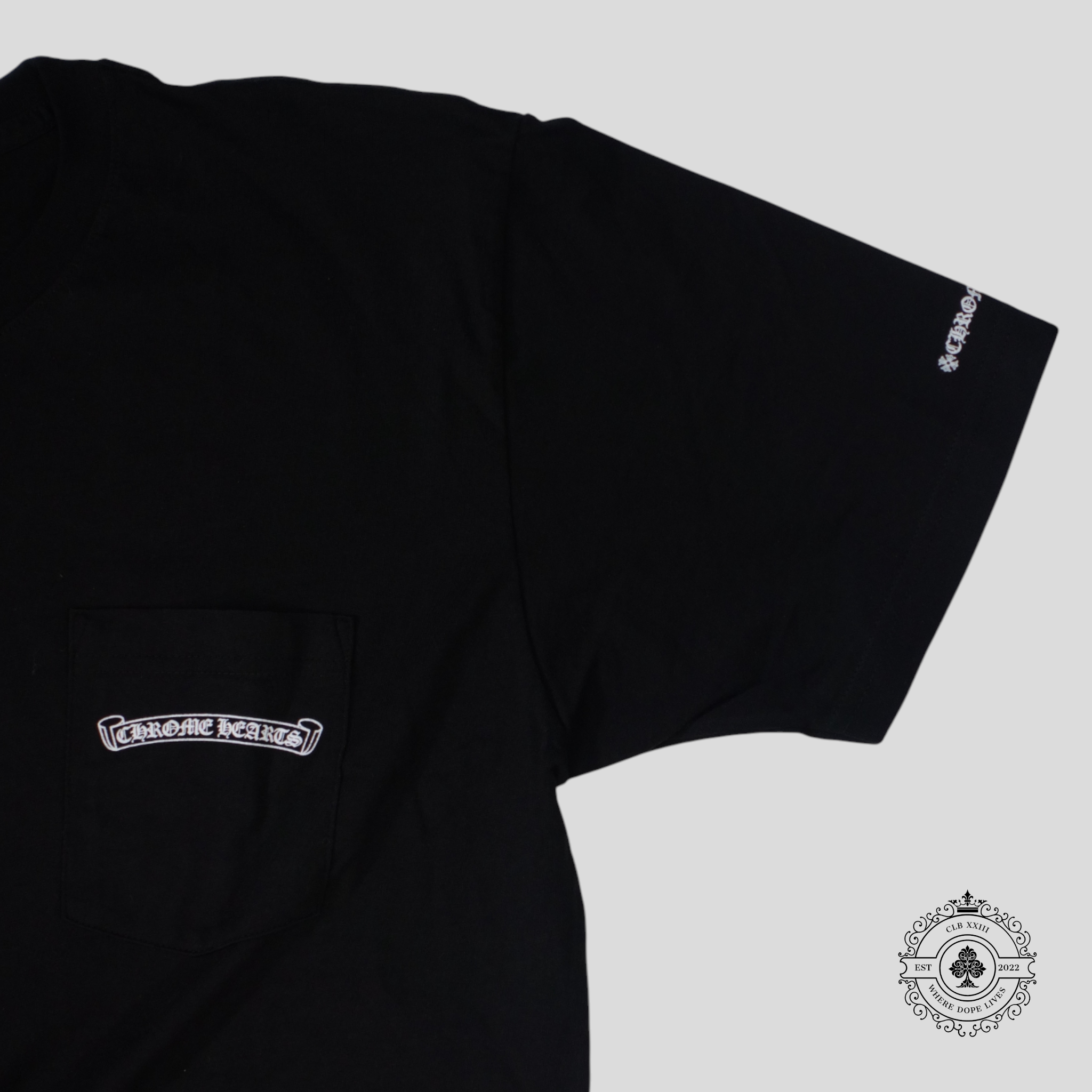 Chrome Hearts Scroll Logo Pocket Tee in Black