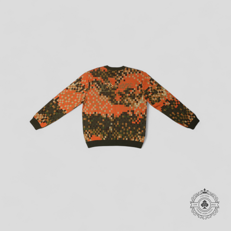Louis Vuitton Damoflage Lovers Jacquard Pullover in Orange/Multicolor
