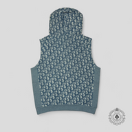Dior Oblique Terrycloth Sleeveless Hoodie in Blue/White