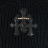 Chrome Hearts Cashmere Cross Patch Zip Up Hoodie in Black
