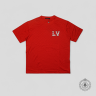 Louis Vuitton Pique Damier Embellished LV Patch T-Shirt in Red