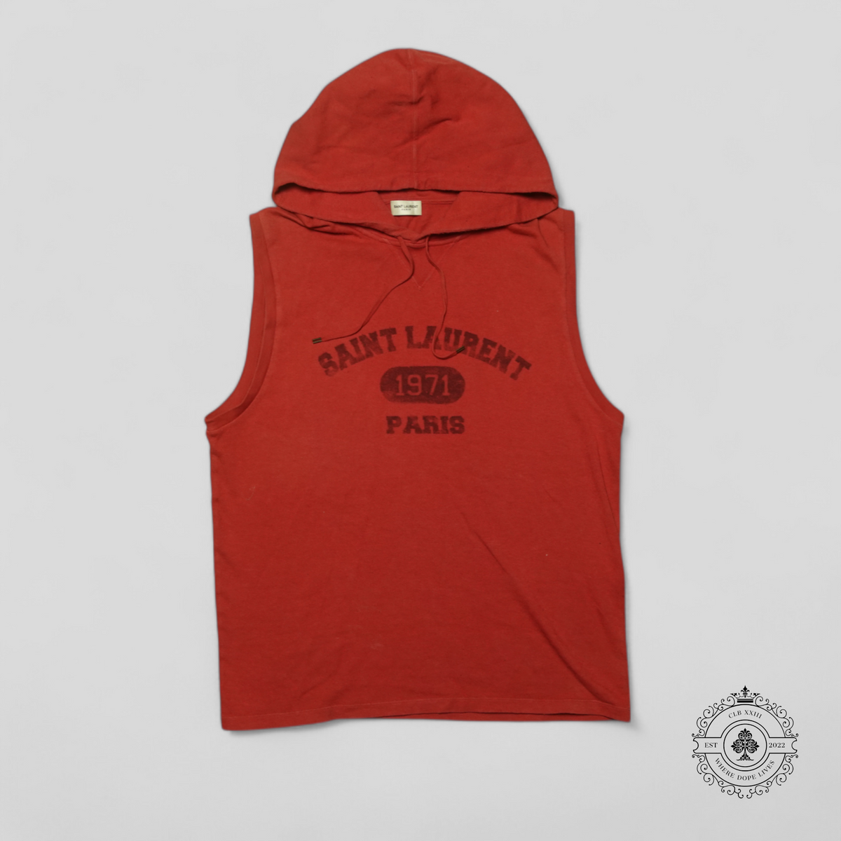 Saint Laurent Sleeveless Hoodie in Red