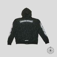 Chrome Hearts Cross Pattern Horseshoe Zip-Up Hoodie in Black/White