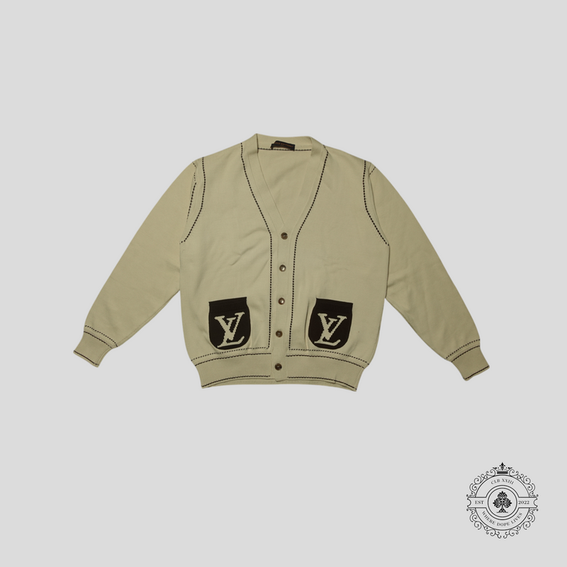 Louis Vuitton Signature Jacquard Cardigan in White/Brown