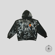 Balenciaga Graffiti Zip-Up Hoodie in Black/White