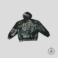 Balenciaga Graffiti Zip-Up Hoodie in Black/White