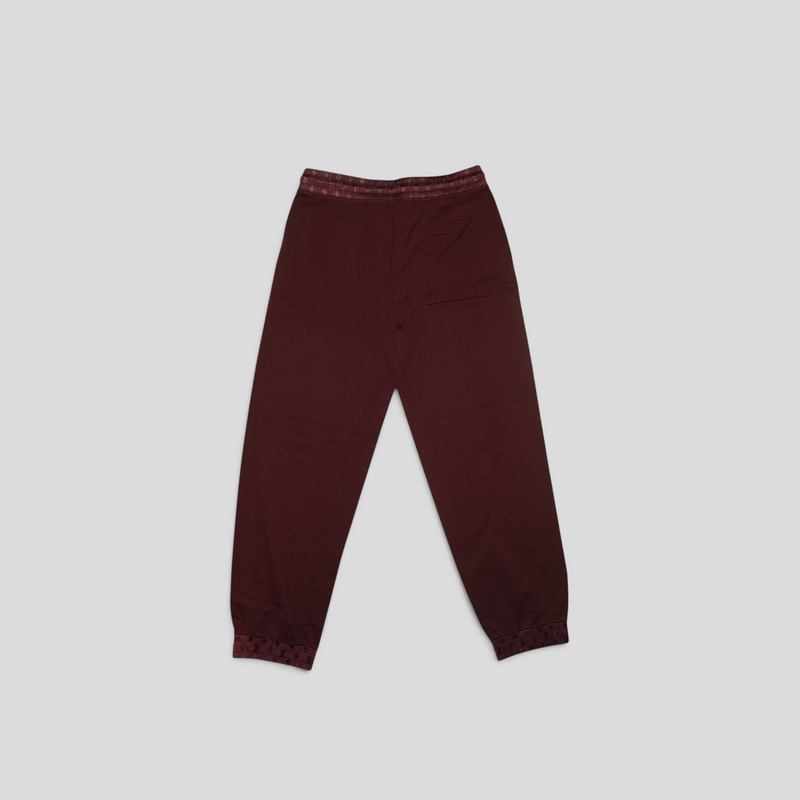 CLB XXIII Louis Vuitton maroon cotton hybrid jog pants with monogram waistband and cuff detailing