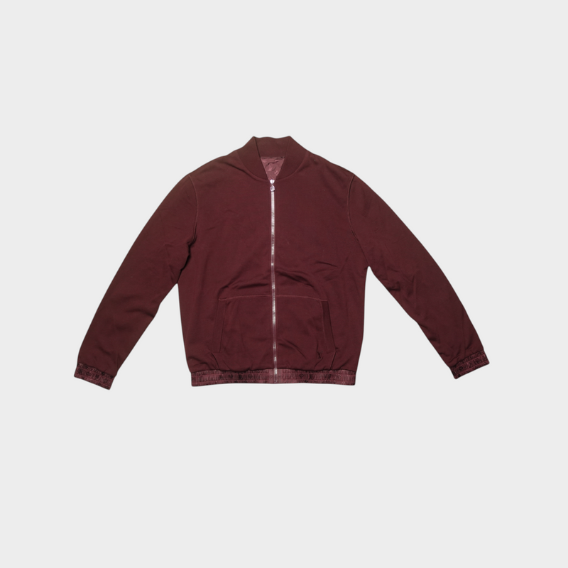 CLB XXIII Louis Vuitton maroon cotton reversible lightweight bomber jacket with monogram trim details