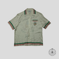 Casablanca Silk Twill Knitted Collar Button Up Shirt in White
