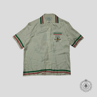 Casablanca Silk Twill Knitted Collar Button Up Shirt in White