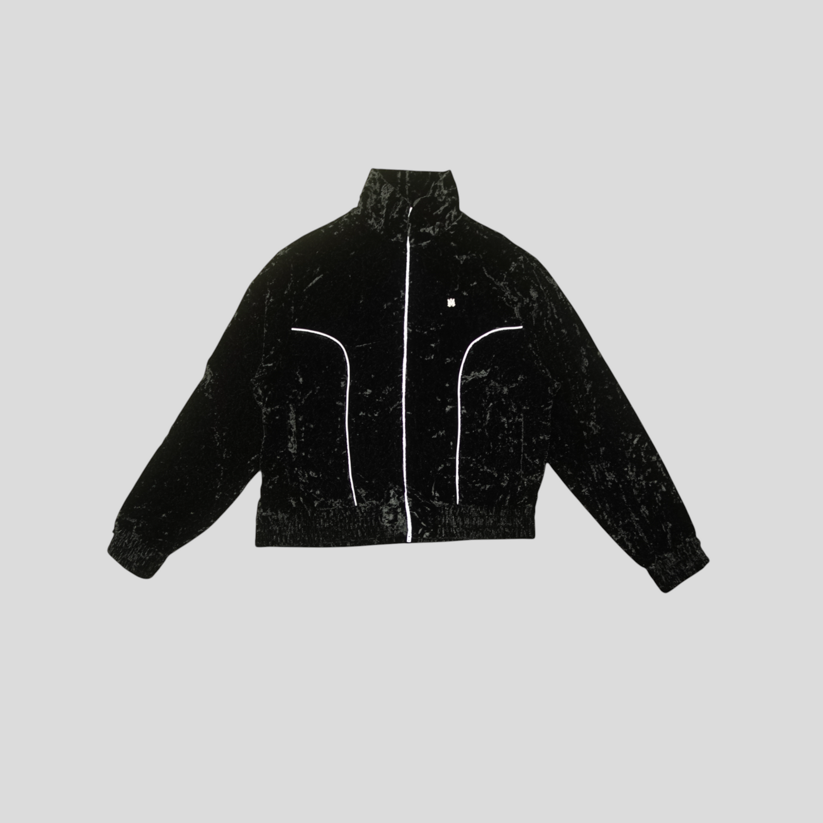 Amiri Crushed Velvet Track Jacket in Black